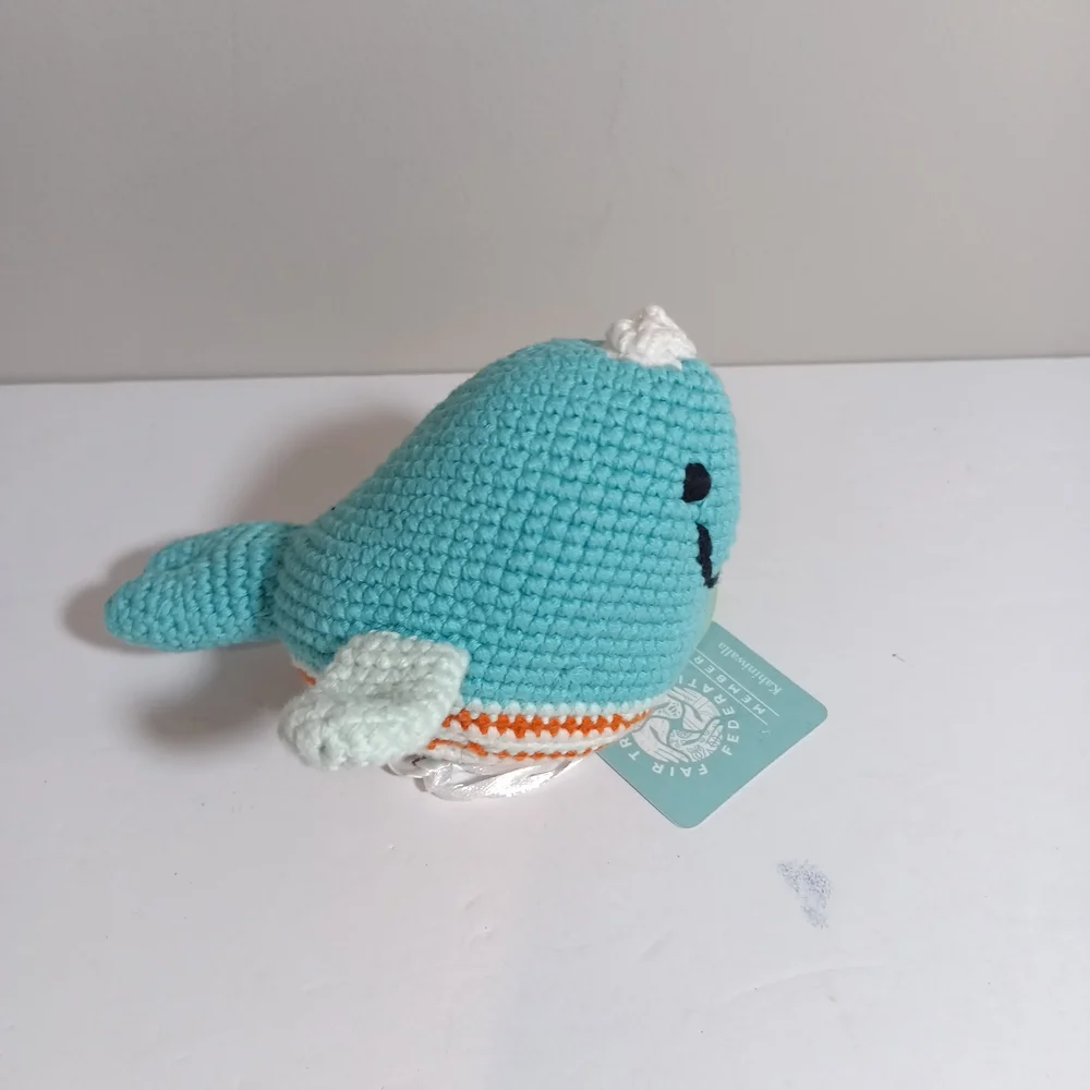 Pebble World Fair Trade Organization Turquoise Whale Rattles 4